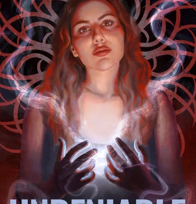 Cover of Undeniable (The Grigori Cycle book 2) by Jes Honard and Marie Parks. A dark-haired young woman in front of an intricate symbol with misty light coming from her hands.